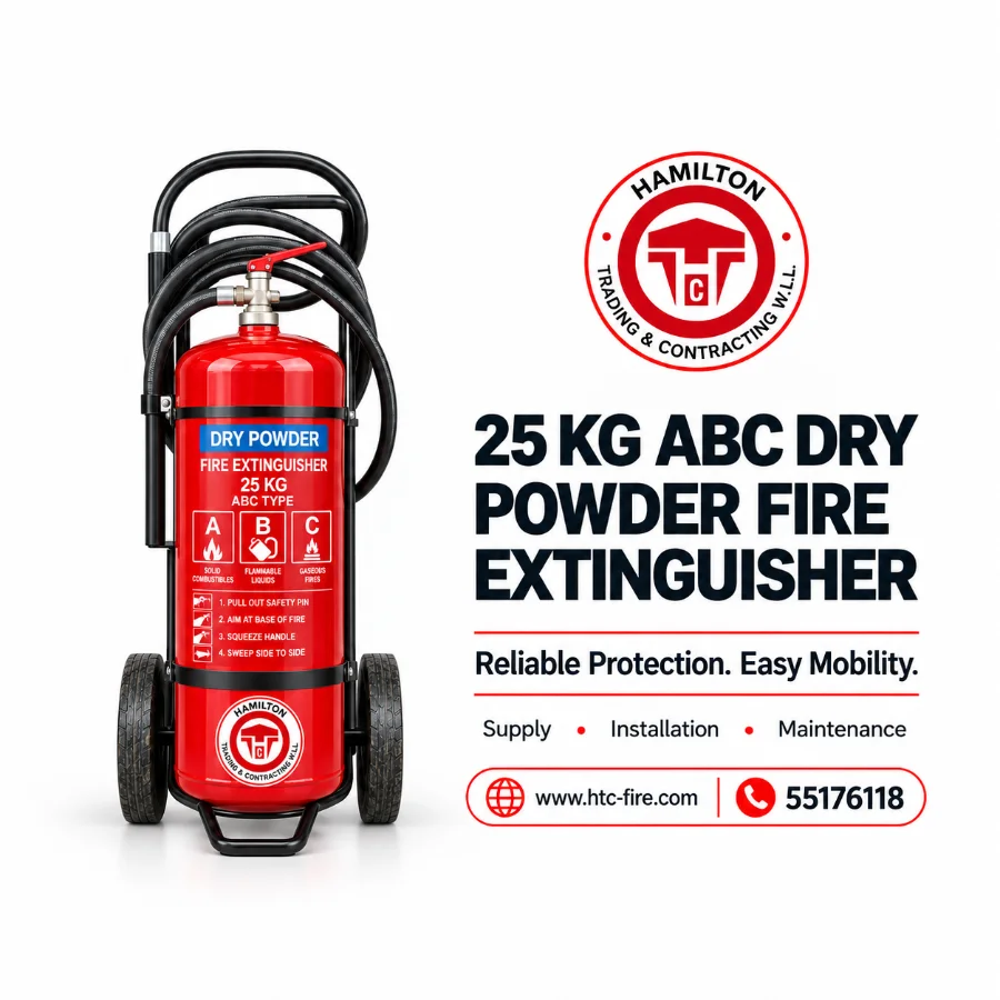 25 KG ABC DRY POWDER TROLLEY TYPE FIRE EXTINGUISHER.